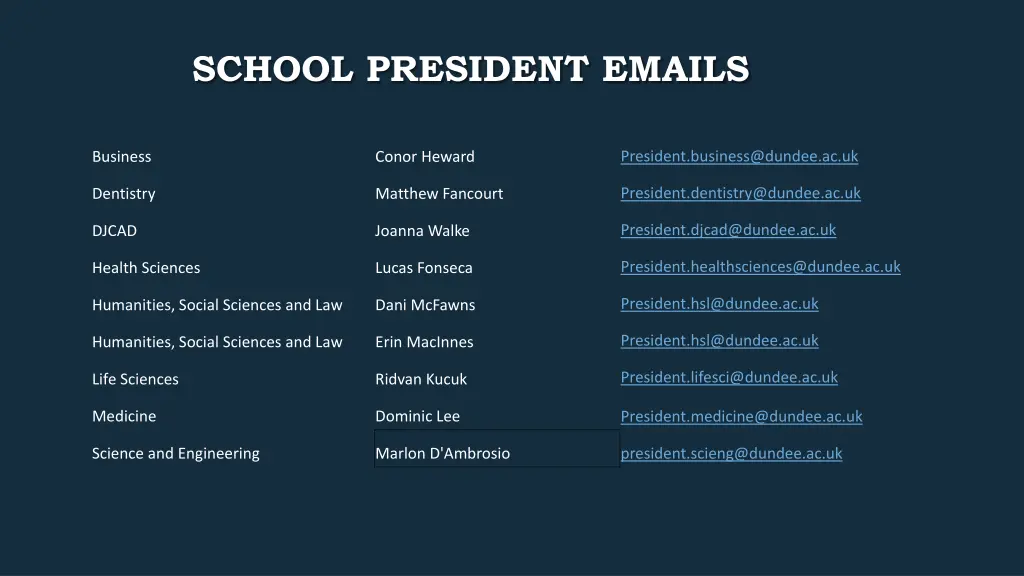 school president emails