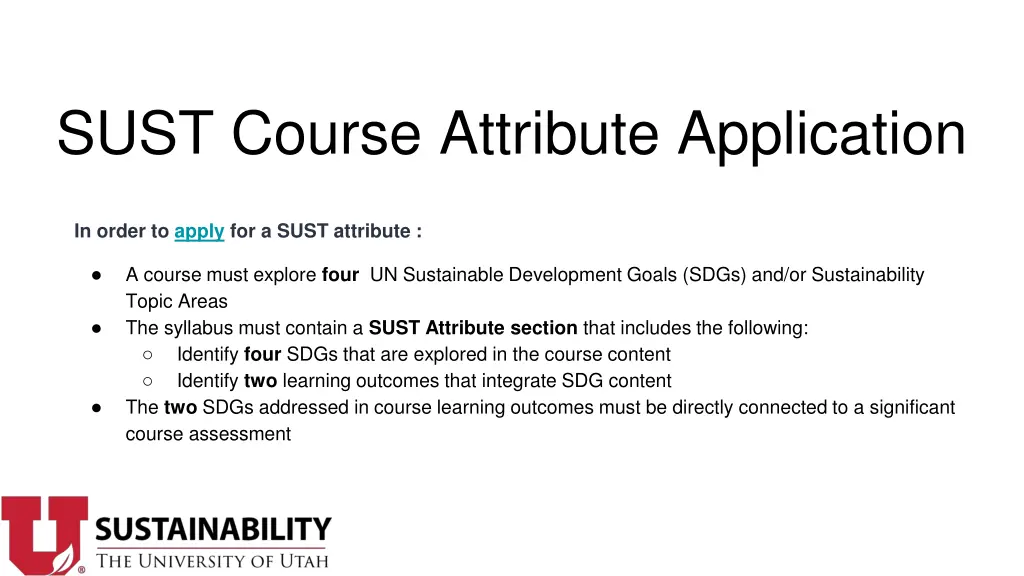 sust course attribute application