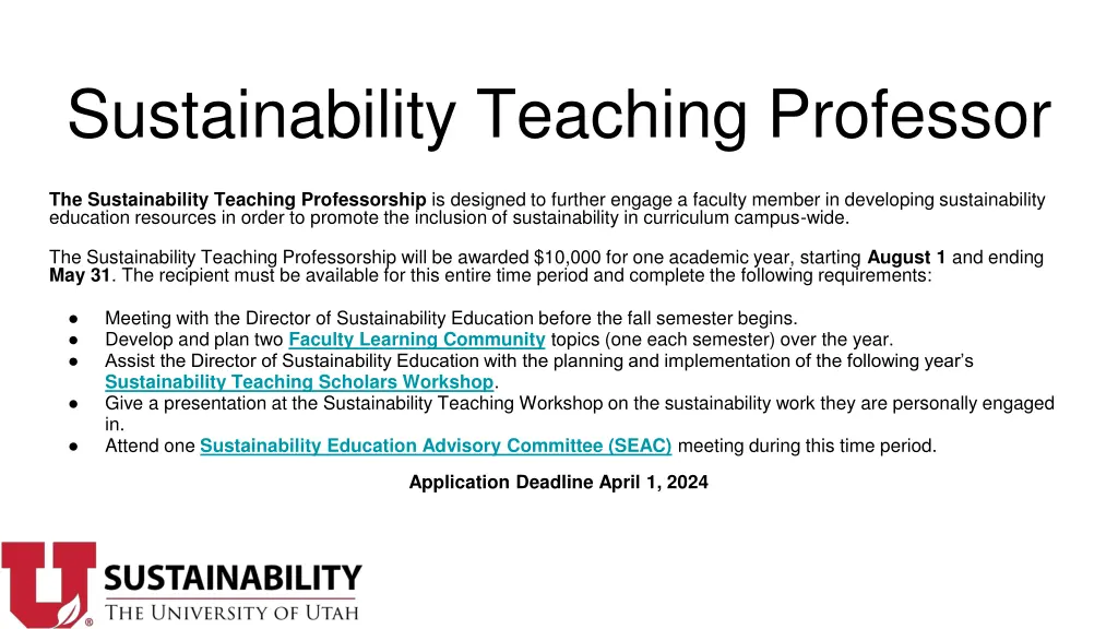 sustainability teaching professor