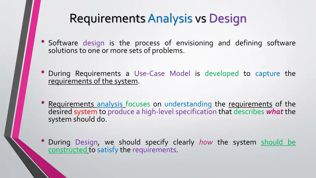 requirements analysis vs design