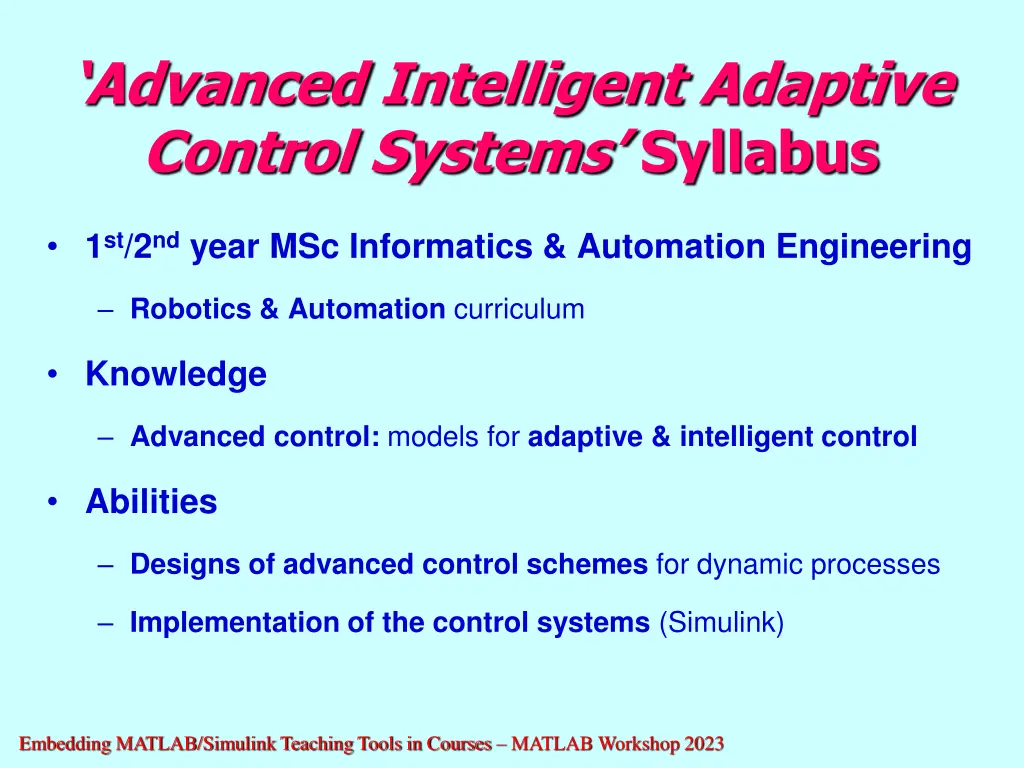advanced intelligent adaptive control systems
