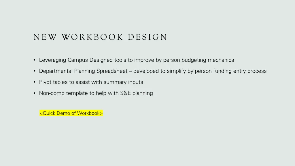 new workbook design