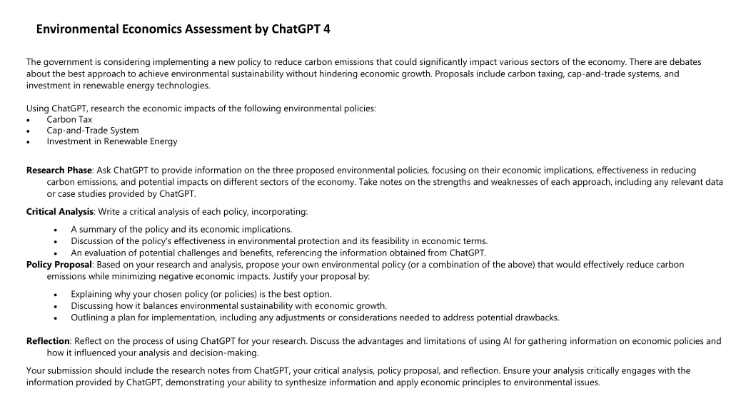 environmental economics assessment by chatgpt 4