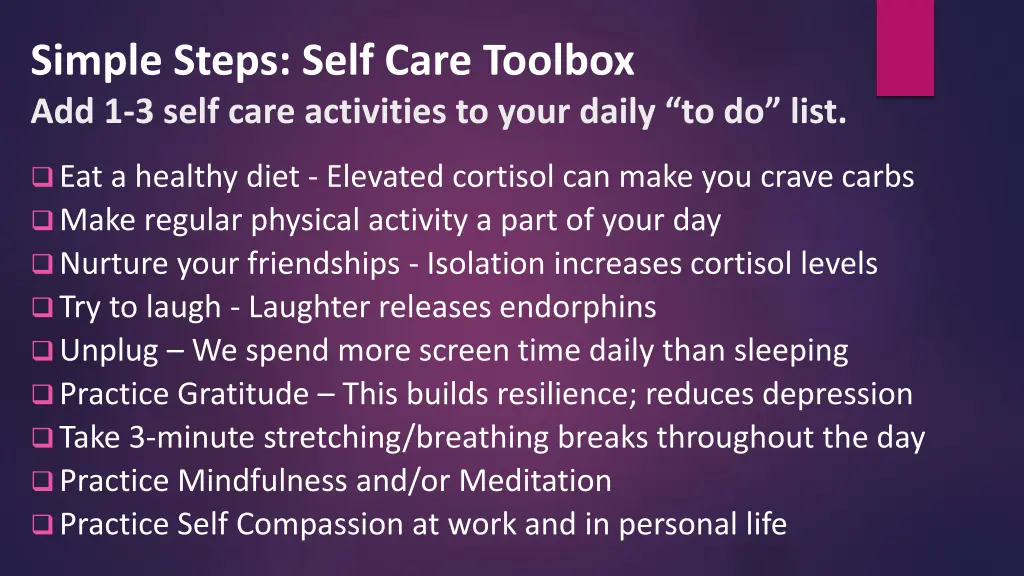 simple steps self care toolbox add 1 3 self care