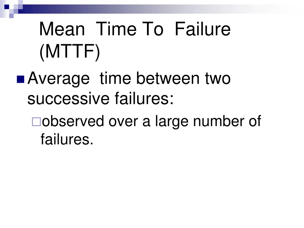 mean time to failure mttf average time between