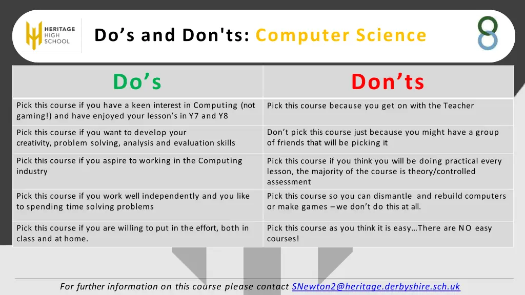 do s and don ts computer science