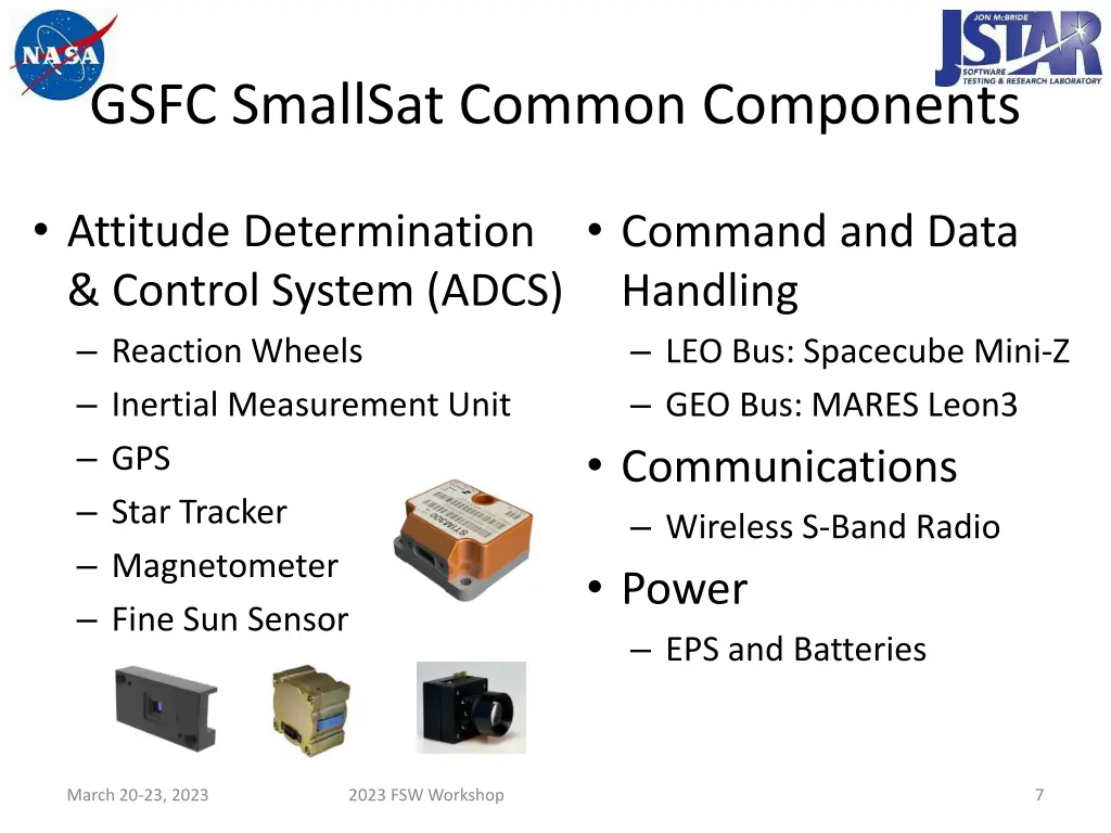 gsfc smallsat common components