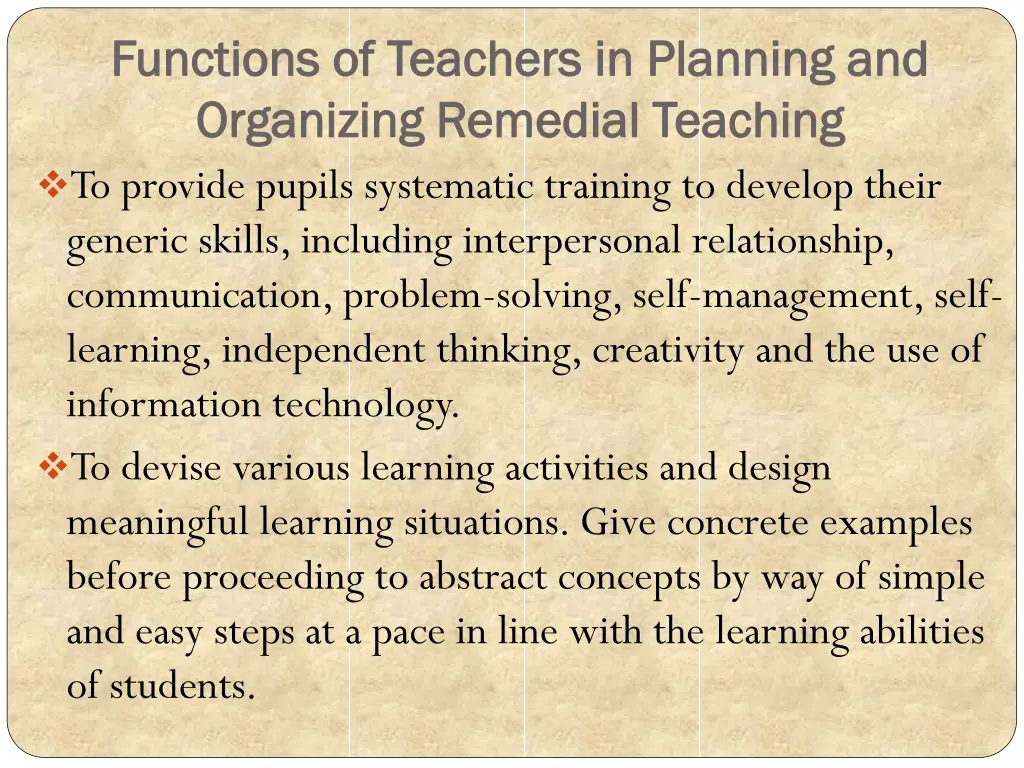 functions of teachers in planning and functions 2