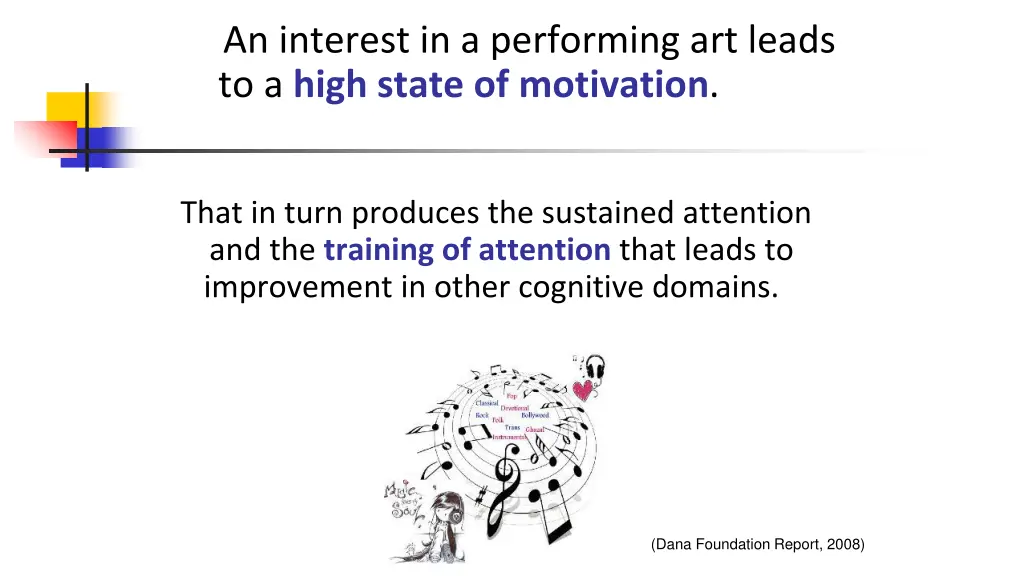 an interest in a performing art leads to a high