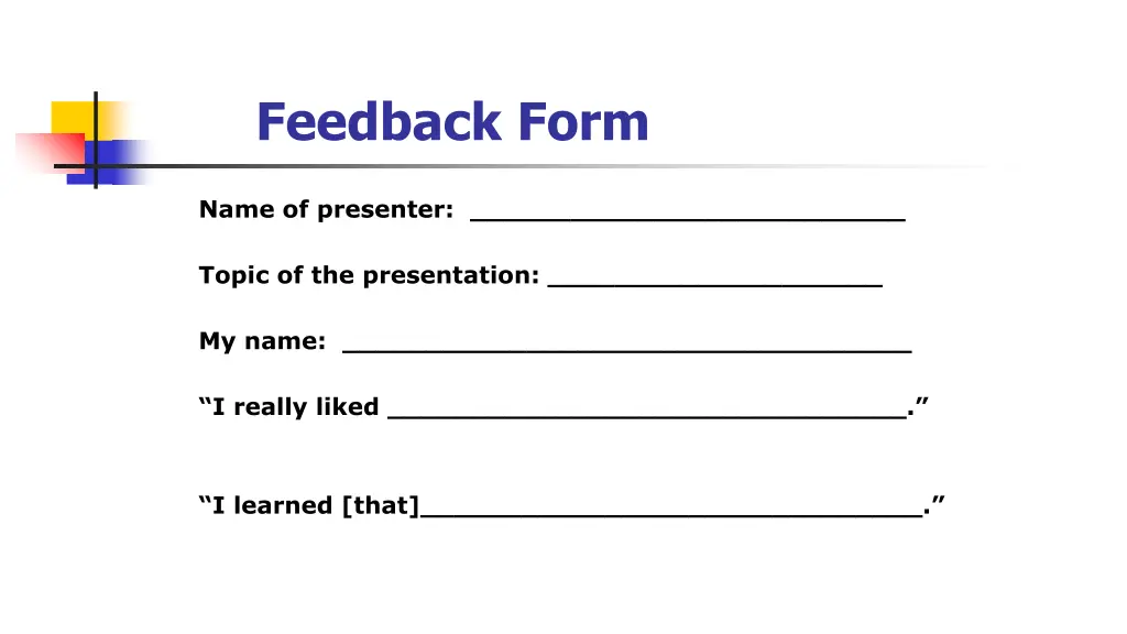 feedback form