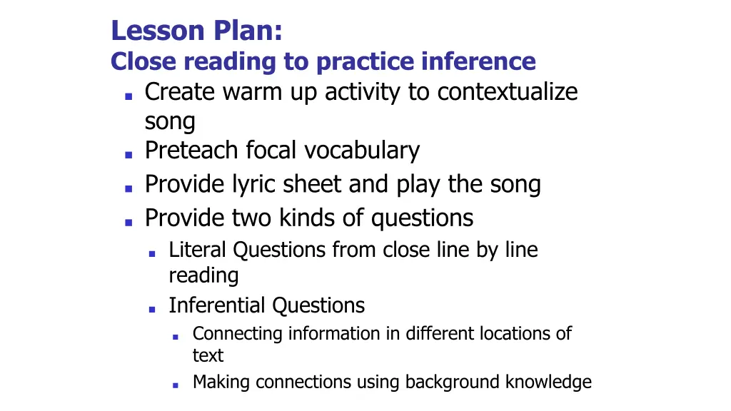 lesson plan close reading to practice inference