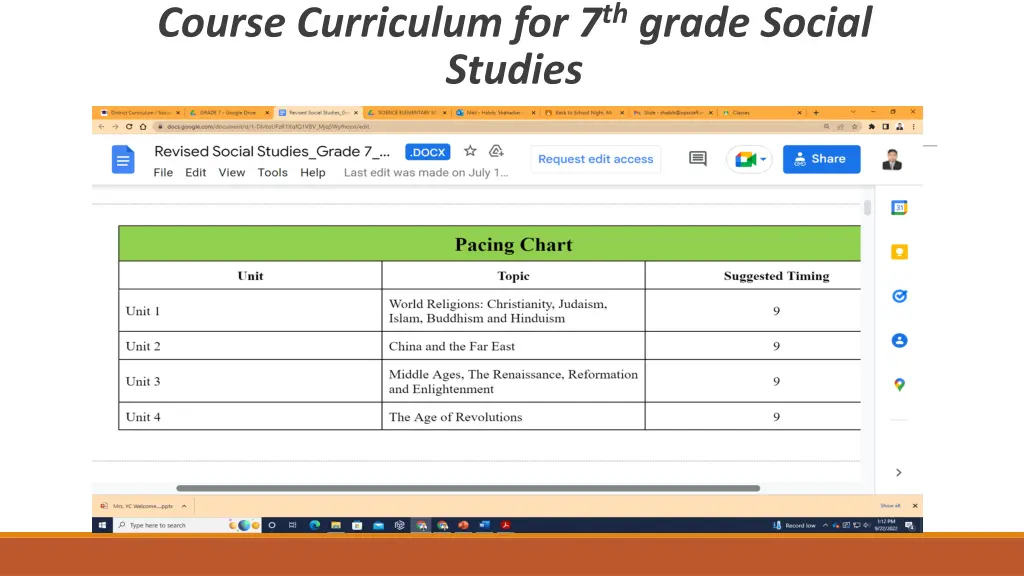 course curriculum for 7 th grade social studies