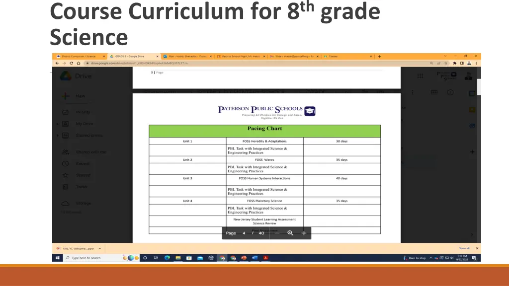 course curriculum for 8 th grade science