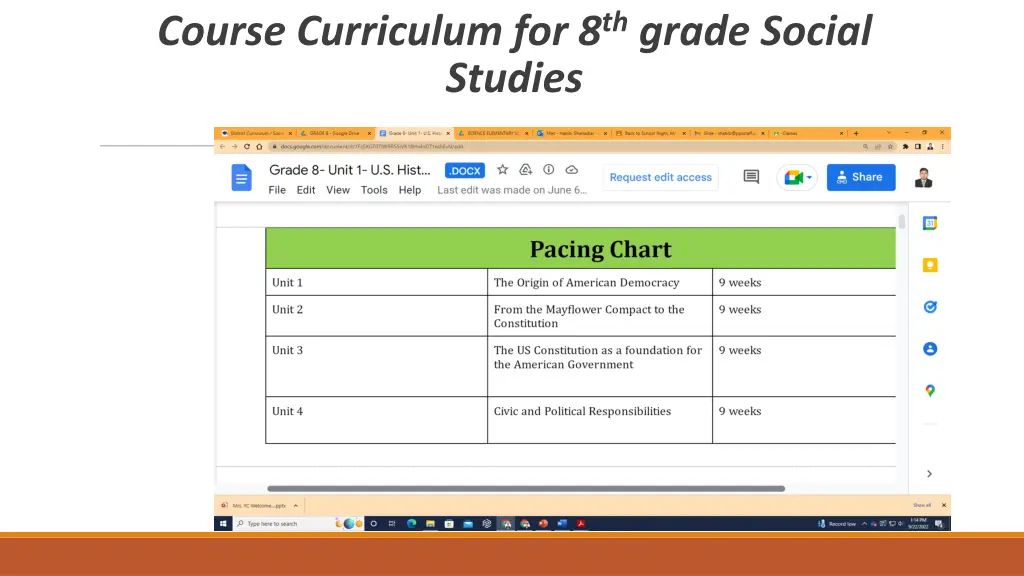 course curriculum for 8 th grade social studies