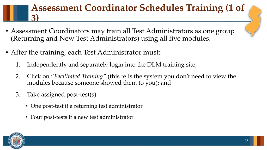 assessment coordinator schedules training