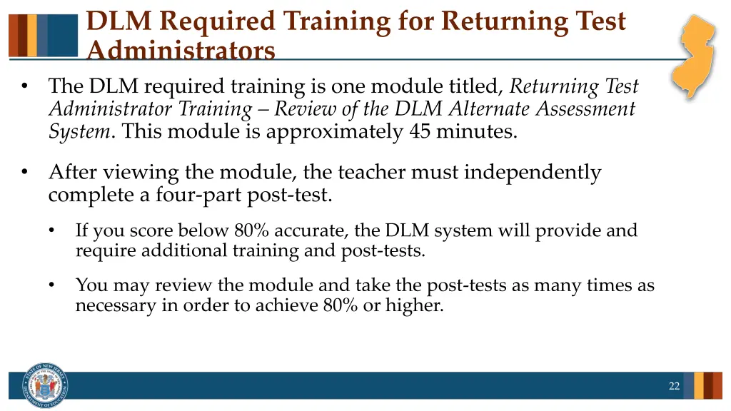 dlm required training for returning test