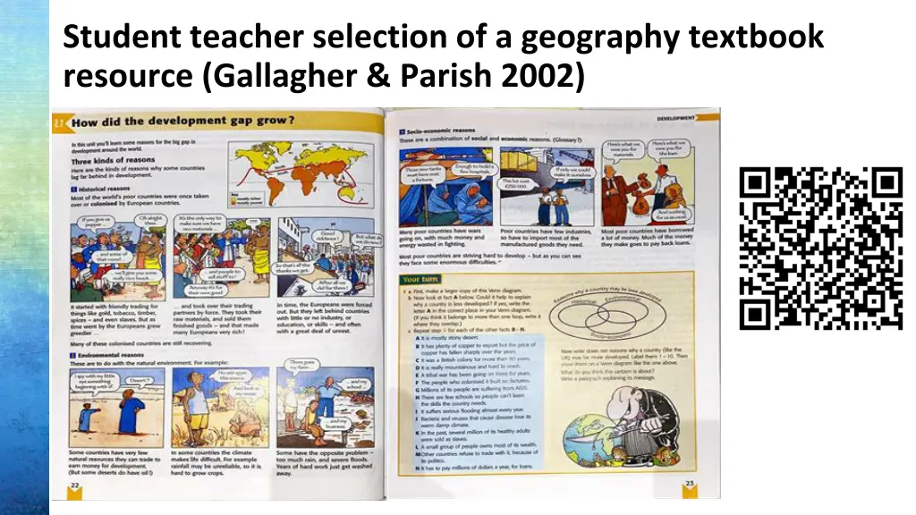 student teacher selection of a geography textbook