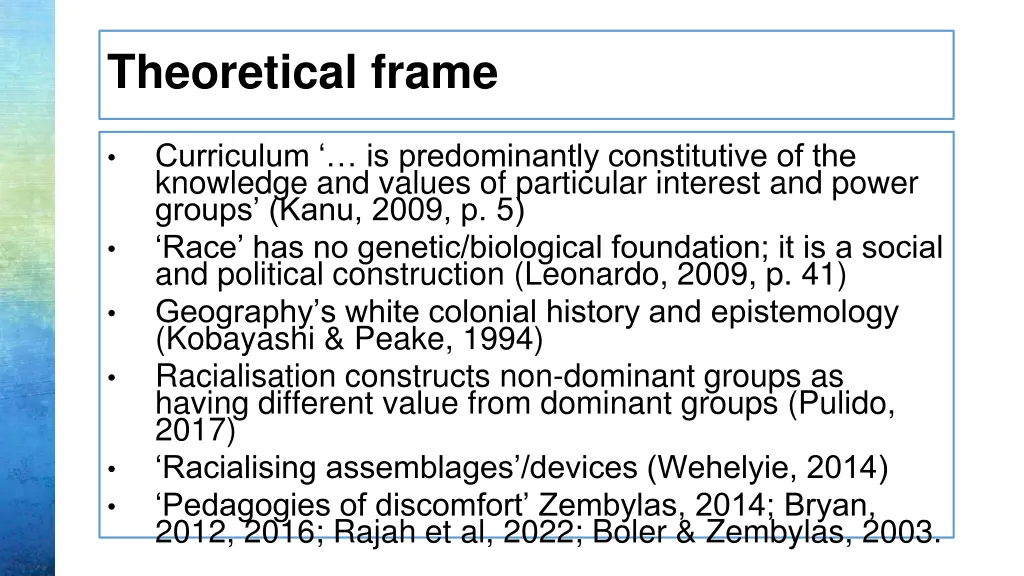 theoretical frame