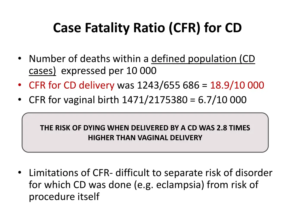 case fatality ratio cfr for cd