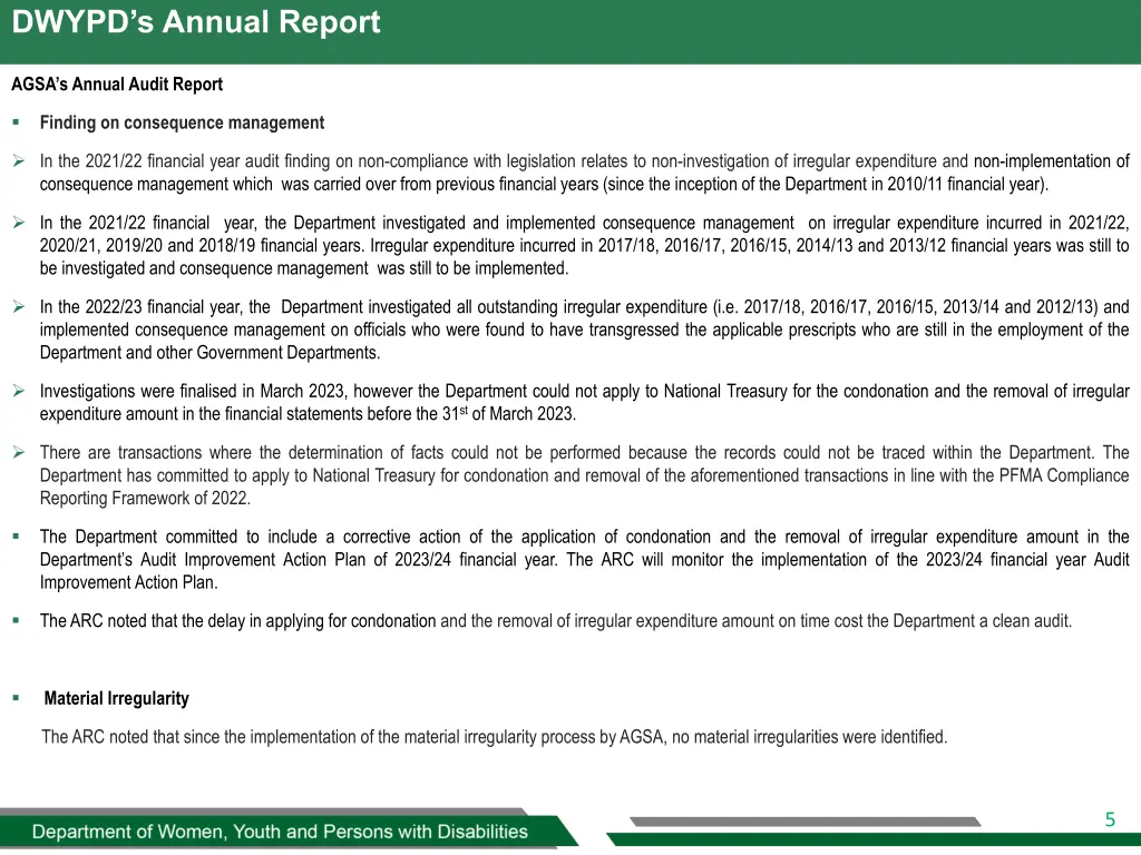 dwypd s annual report 1