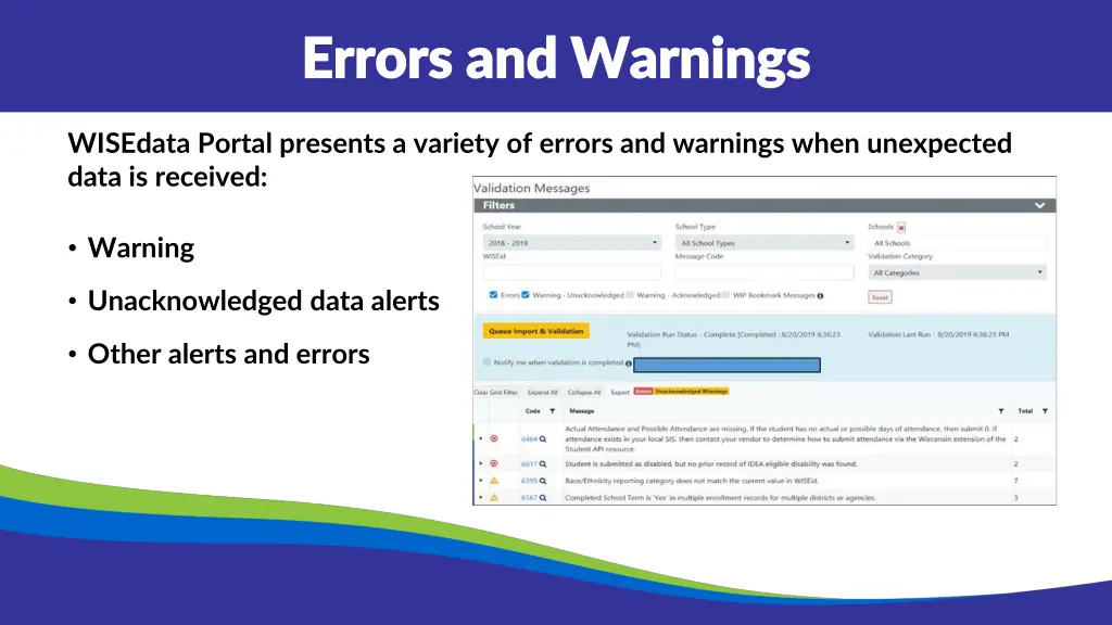 errors and warnings errors and warnings