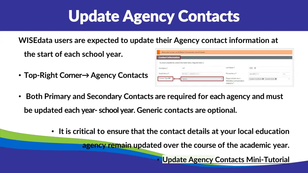 update agency contacts update agency contacts