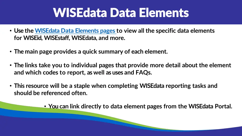 wisedata data elements wisedata data elements