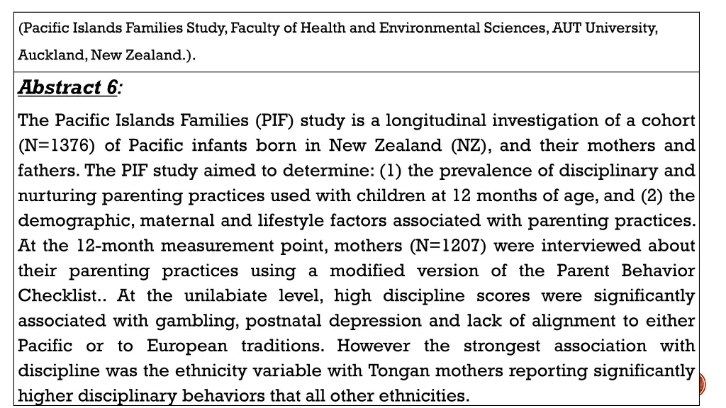 pacific islands families study faculty of health