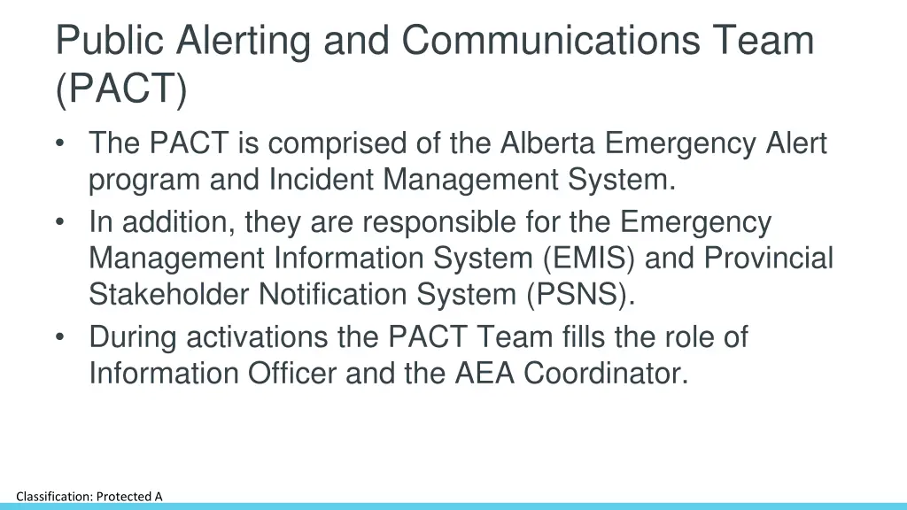 public alerting and communications team pact