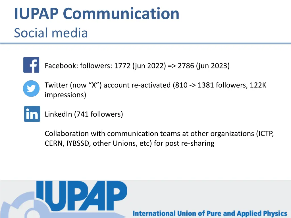 iupap communication social media