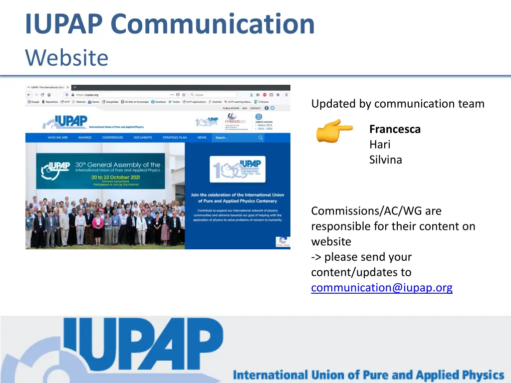 iupap communication website