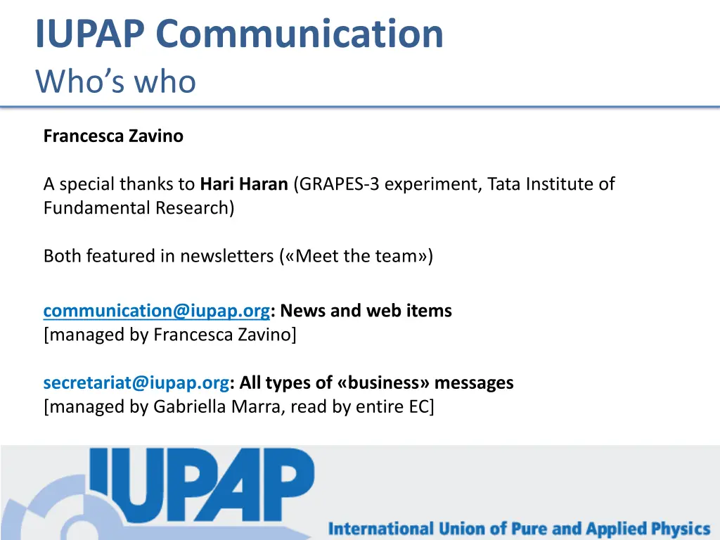 iupap communication who s who
