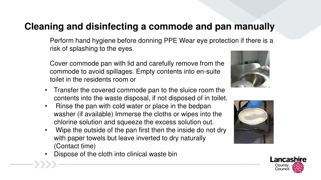 cleaning and disinfecting a commode