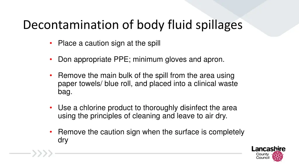 decontamination of body fluid spillages