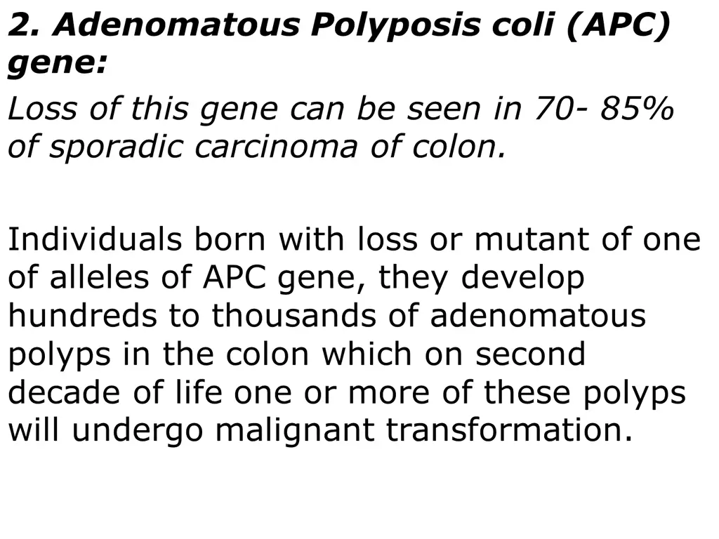 2 adenomatous polyposis coli apc gene loss