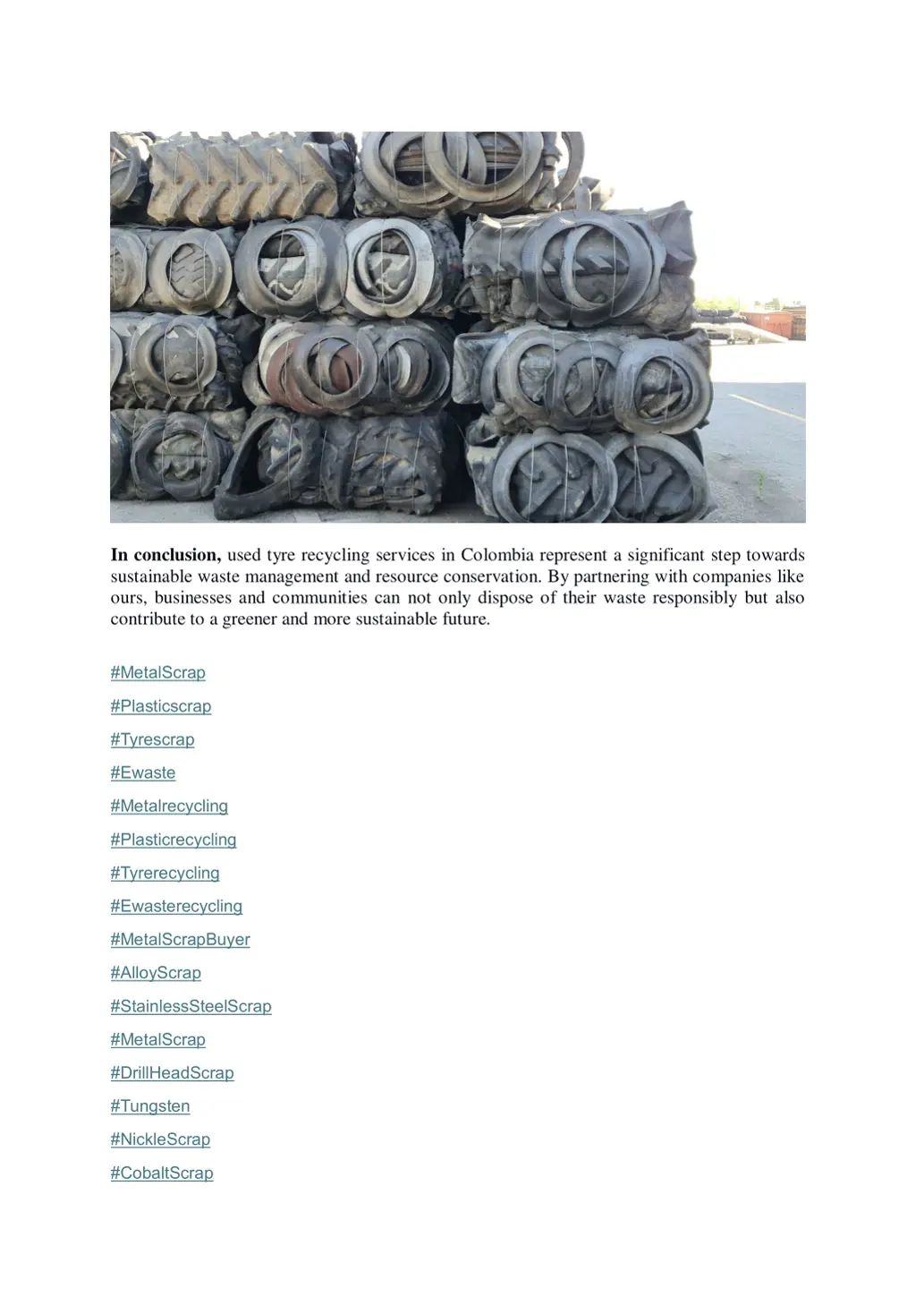 in conclusion used tyre recycling services