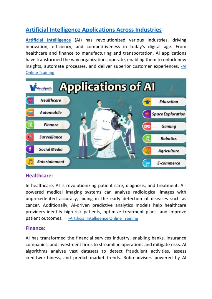 artificial intelligence applications across