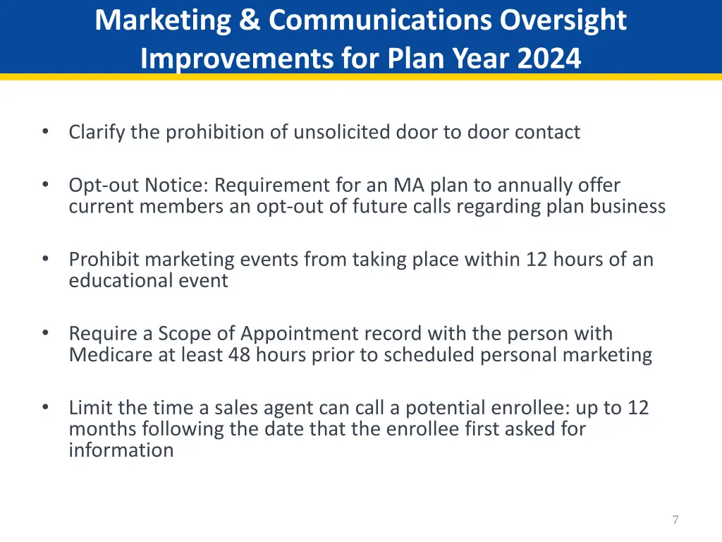 marketing communications oversight improvements 2