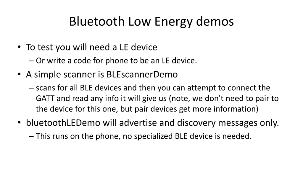 bluetooth low energy demos