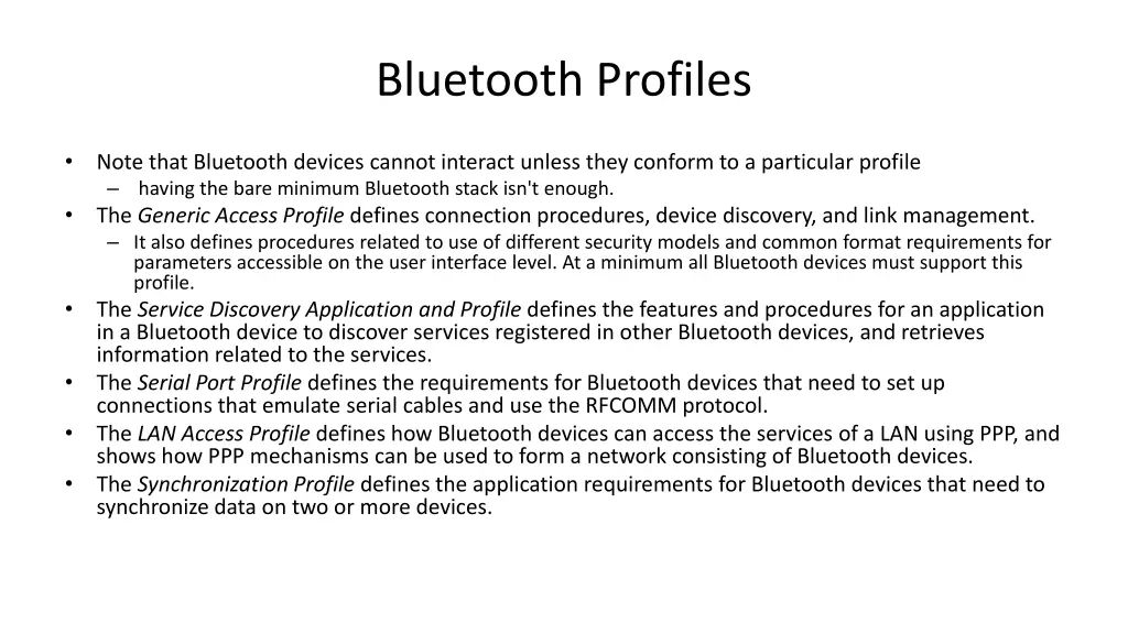 bluetooth profiles
