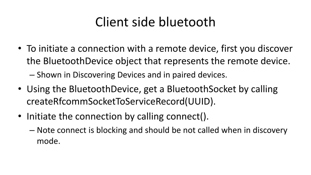client side bluetooth