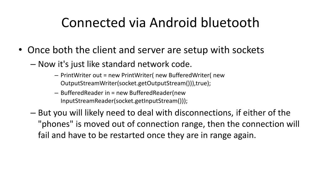 connected via android bluetooth