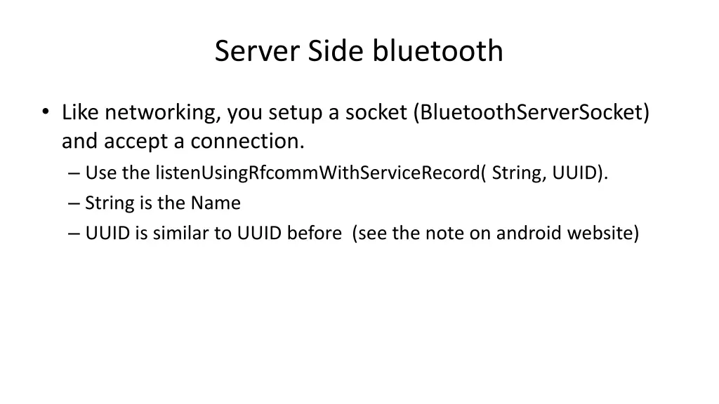 server side bluetooth