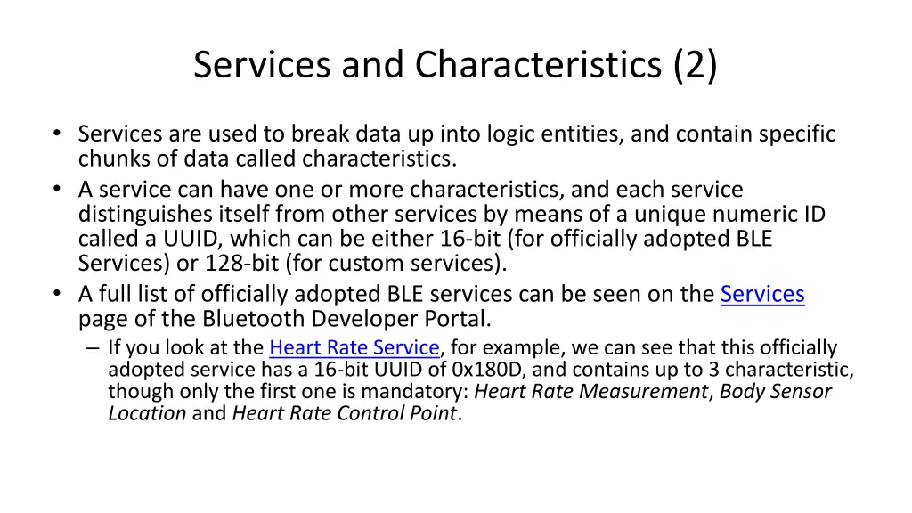 services and characteristics 2