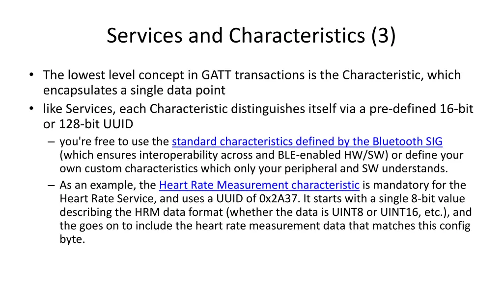 services and characteristics 3