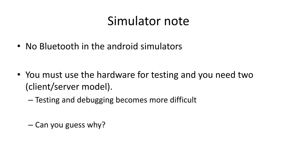simulator note