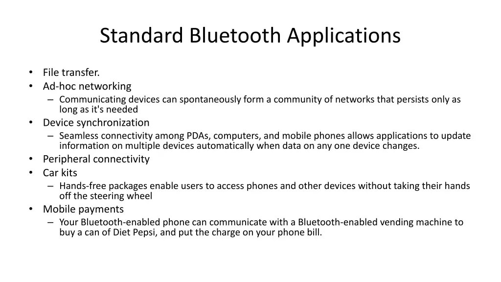 standard bluetooth applications