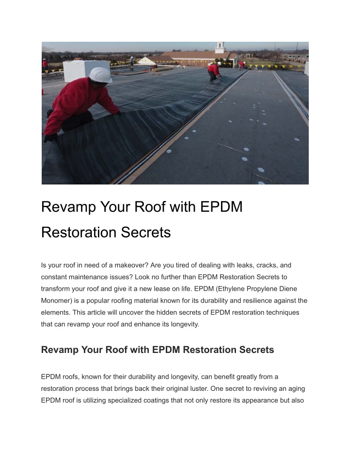 revamp your roof with epdm