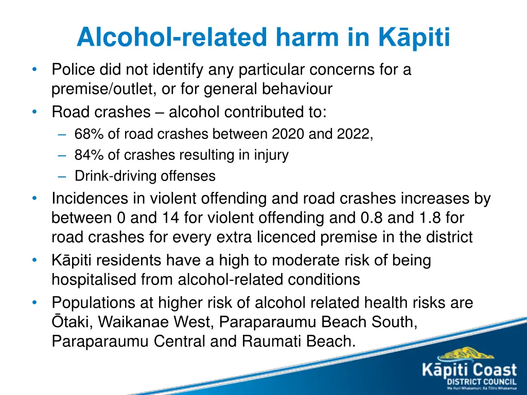 alcohol related harm in k piti police