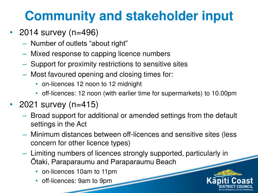 community and stakeholder input 2014 survey